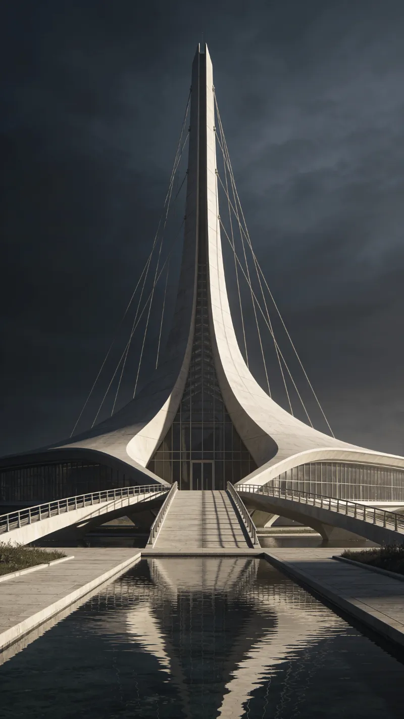 Bridge with Tensile Structure — Reflecting Pool