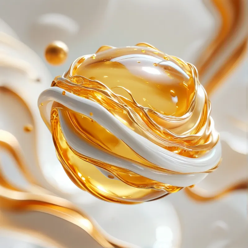 Golden Fluid and White Swirls