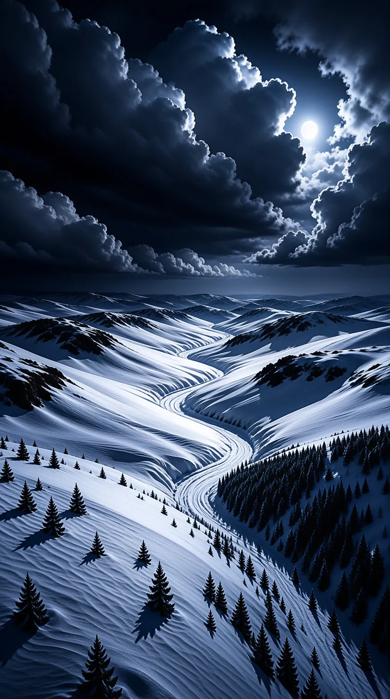 Moonlit Snowy Mountains