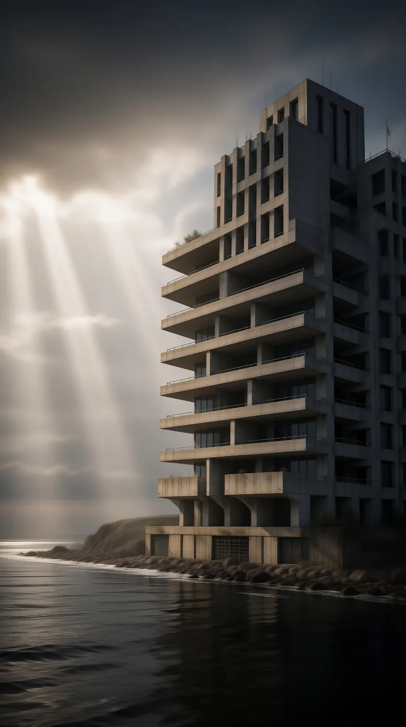 Brutalist Tower by the Sea