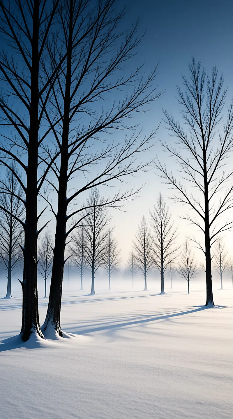 Bare Winter Trees Snowscape