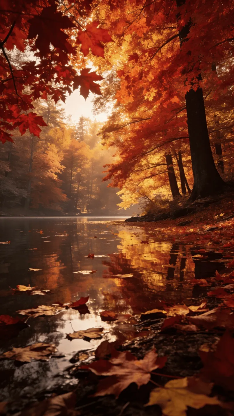 Autumn Forest Reflected in Still Water