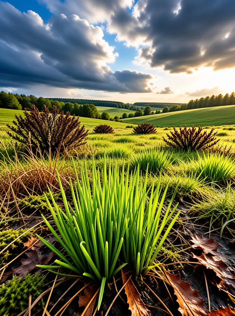 Lush Meadow and Dramatic Sky