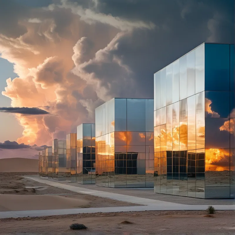 Glass Cubes in Desert