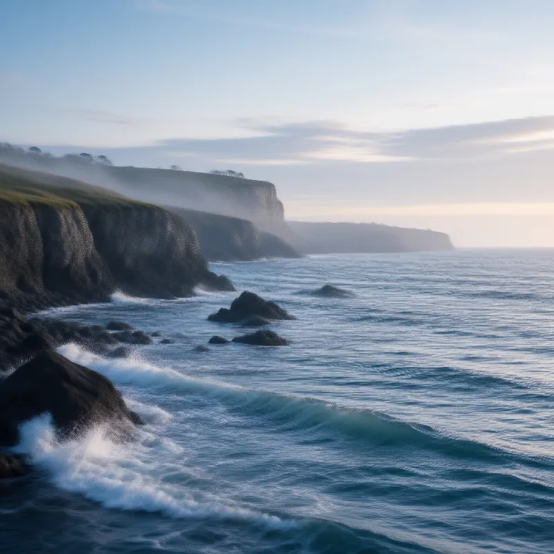 Misty Coastal Cliffs