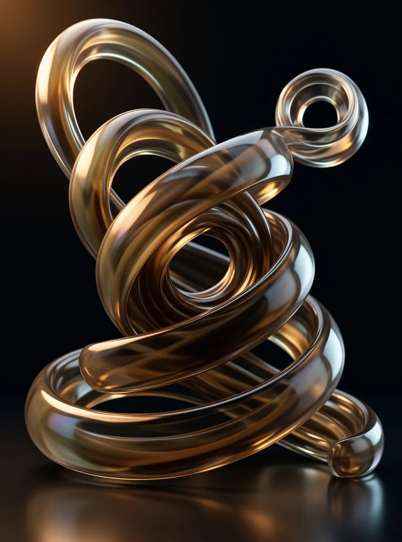 A glossy brass-colored spiral coil twists upward against a solid black background.