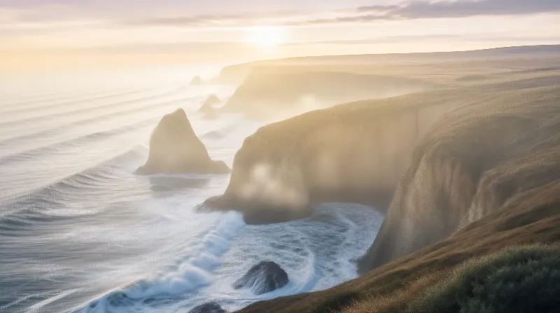 Misty Golden Coastline