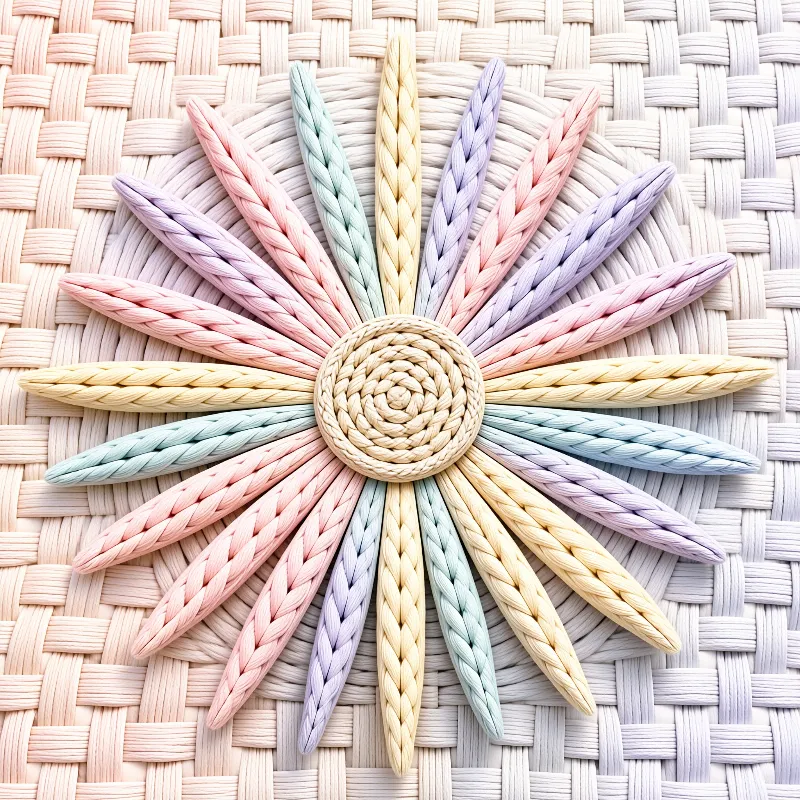 Pastel Braided Fiber Starburst — Woven Material Study