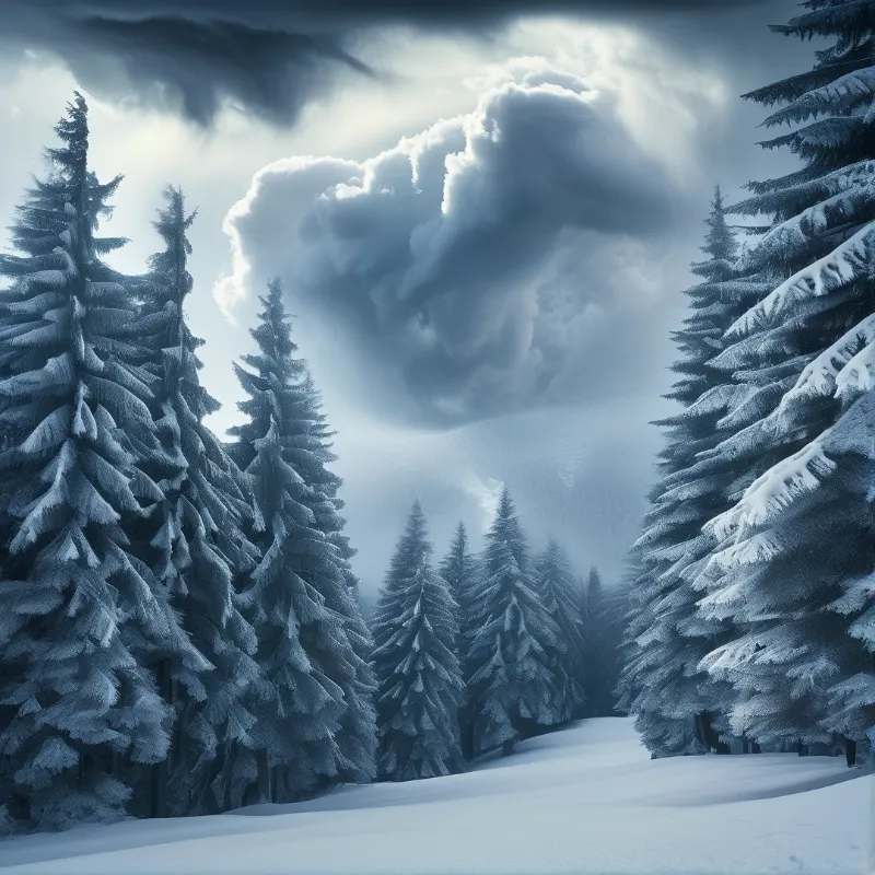 Snowy Pine Forest Path
