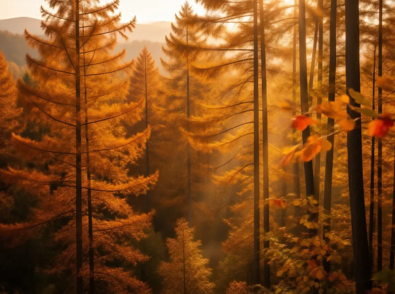 Golden Autumn Forest Scene
