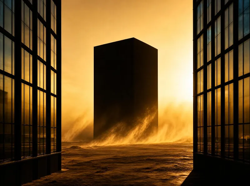 Golden Cube Silhouette