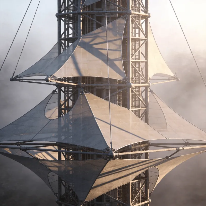 Tower in Foggy Morning