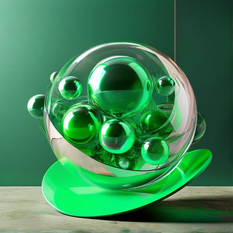 Green Glass Sphere Sculpture