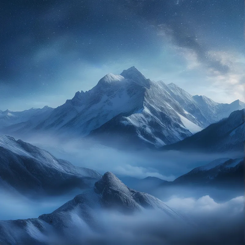 Starry Night Over Snowy Peaks