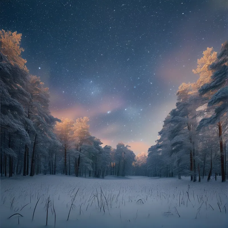 Starry Snowy Forest