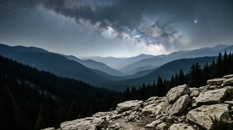 Milky Way Over Mountains