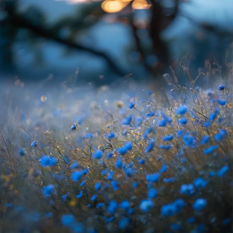 Blue Wildflower Field