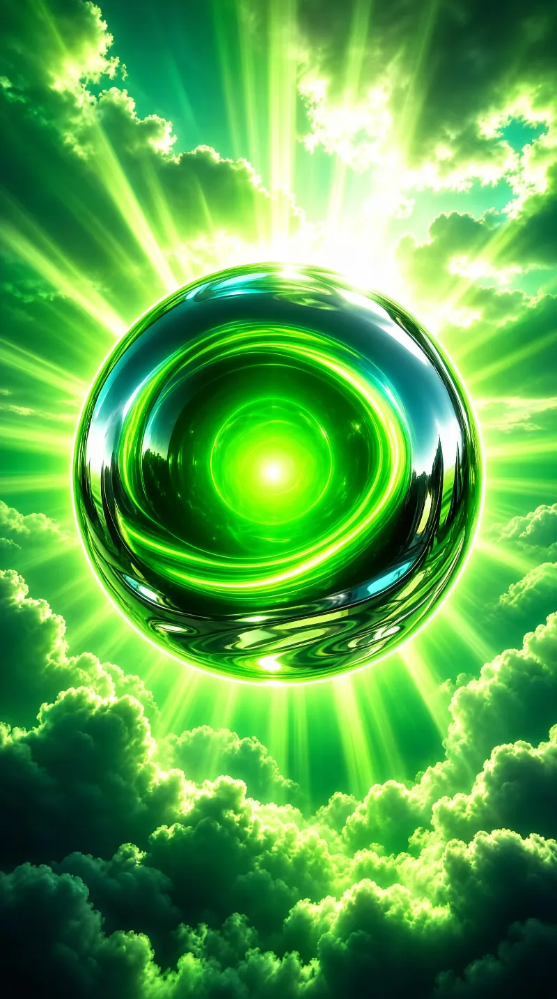 Mystical Green Orb in Sky
