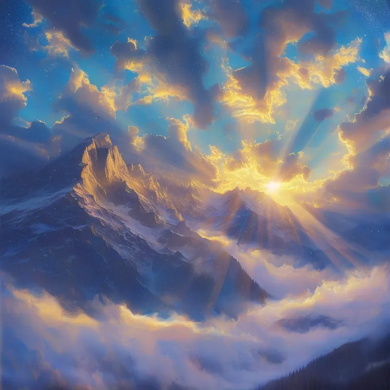 Sunlit Mountain Peaks