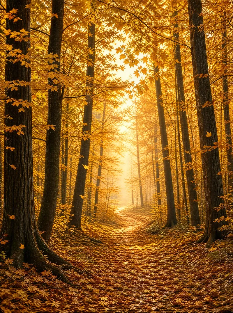 Golden Autumn Forest Path
