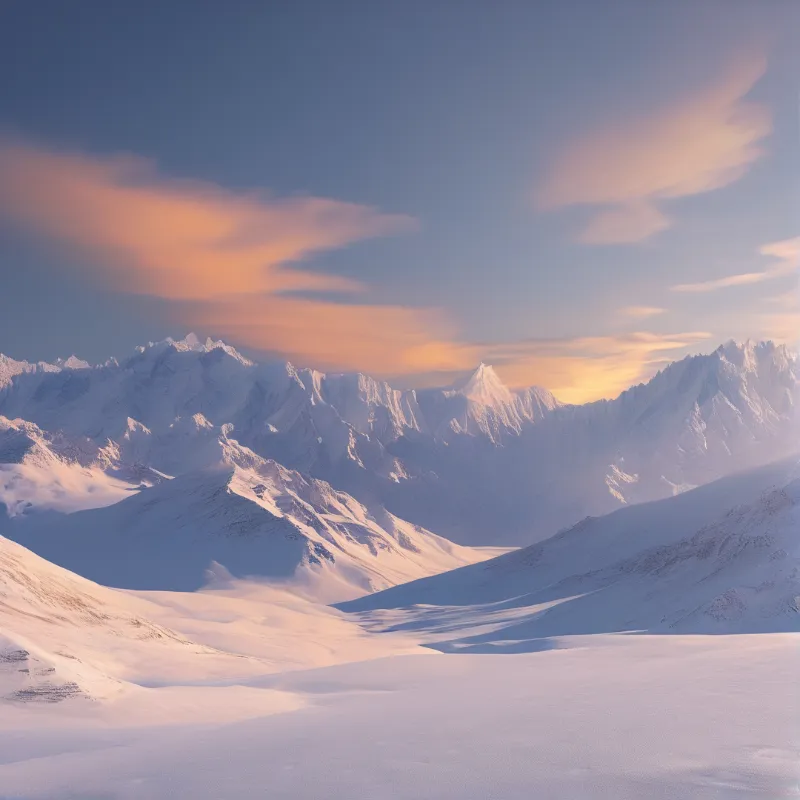 Snowy Mountains at Sunset