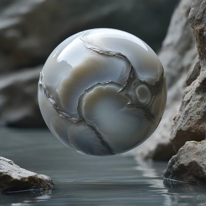 Suspended Marble Sphere