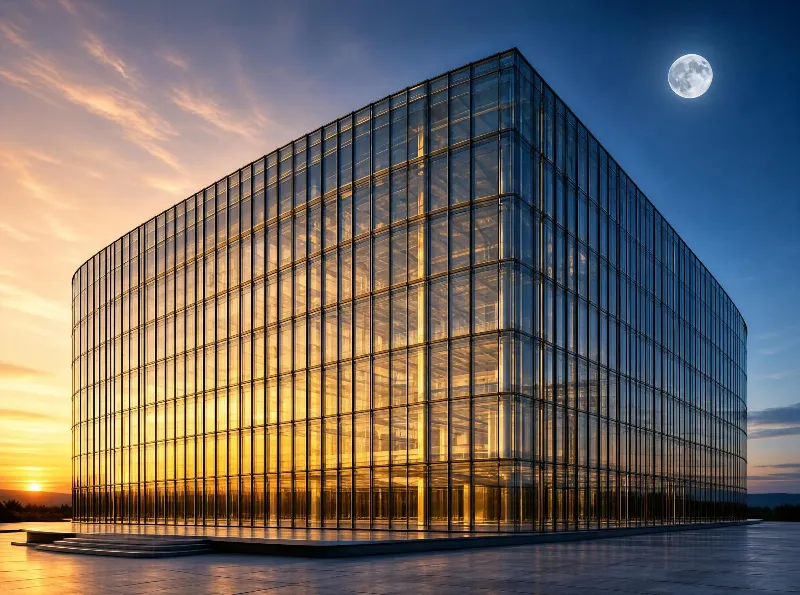 Glass Building at Sunset