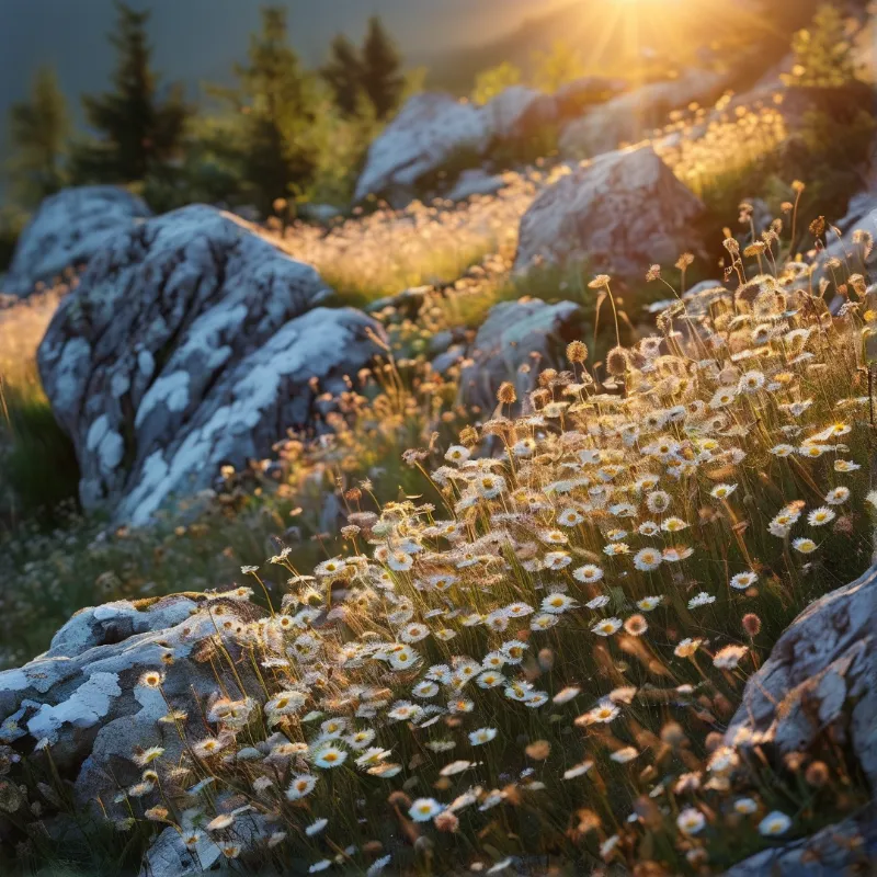 Sunlit Mountain Wildflowers