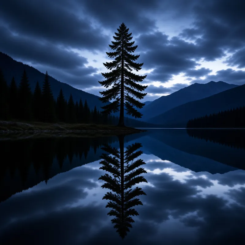 Solitary Tree Reflection