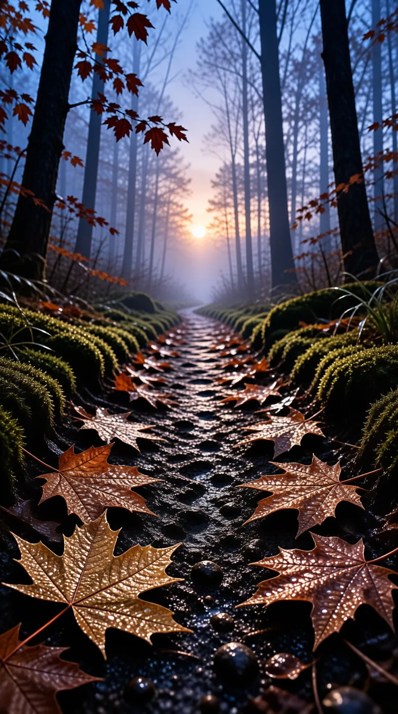 Misty Autumn Forest Path