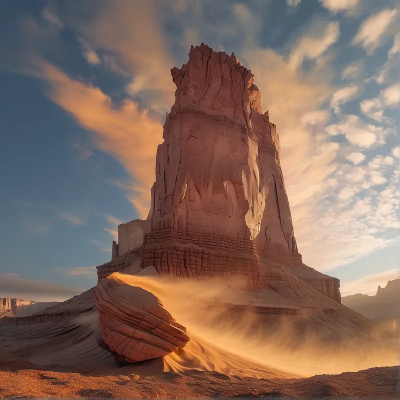 Desert Monolith at Sunset