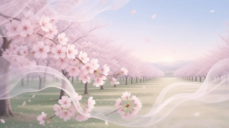 Ethereal Cherry Blossom Field