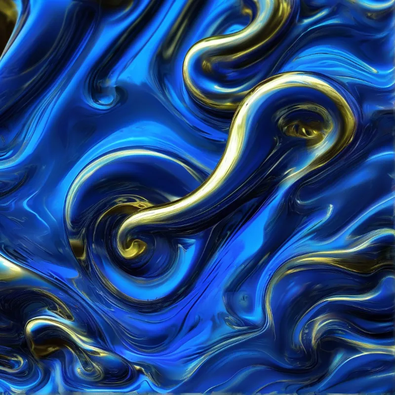 Blue and Gold Fluid Art