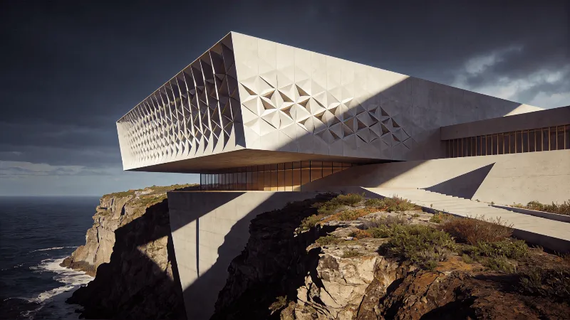 Cultural Center with Parametric Facade — Coastal Cliff