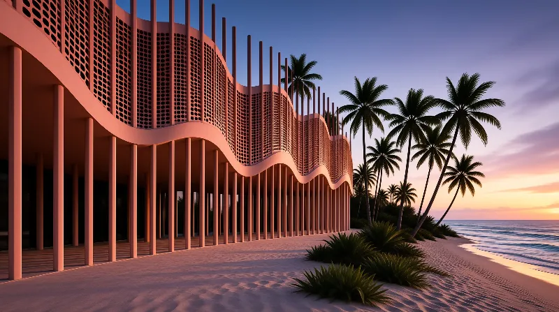 Wavy Pink Beach Architecture