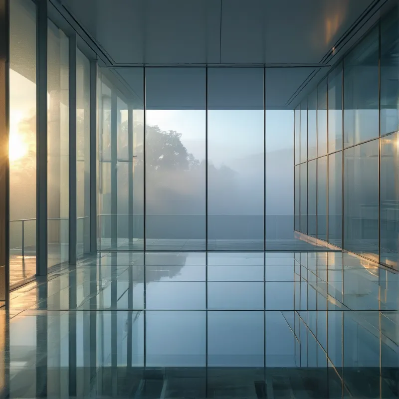 Glass Room with Misty View