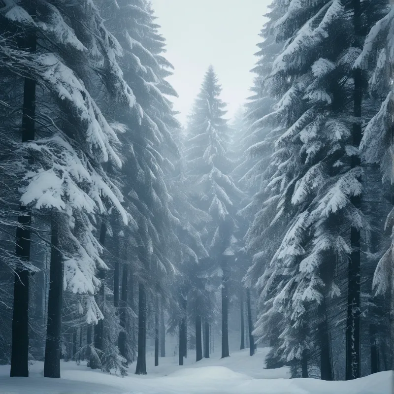 Misty Snowy Forest