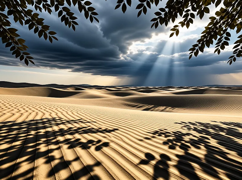 Sunbeams Over Sand Dunes