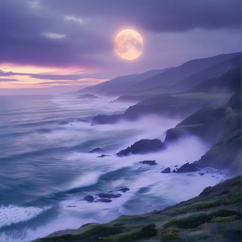 Moonlit Coastal Landscape
