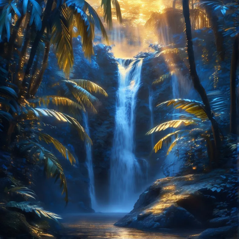 Golden Misty Waterfall