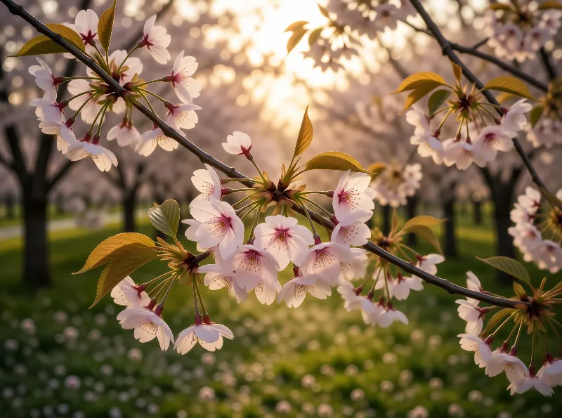 Cherry Blossoms at Sunset