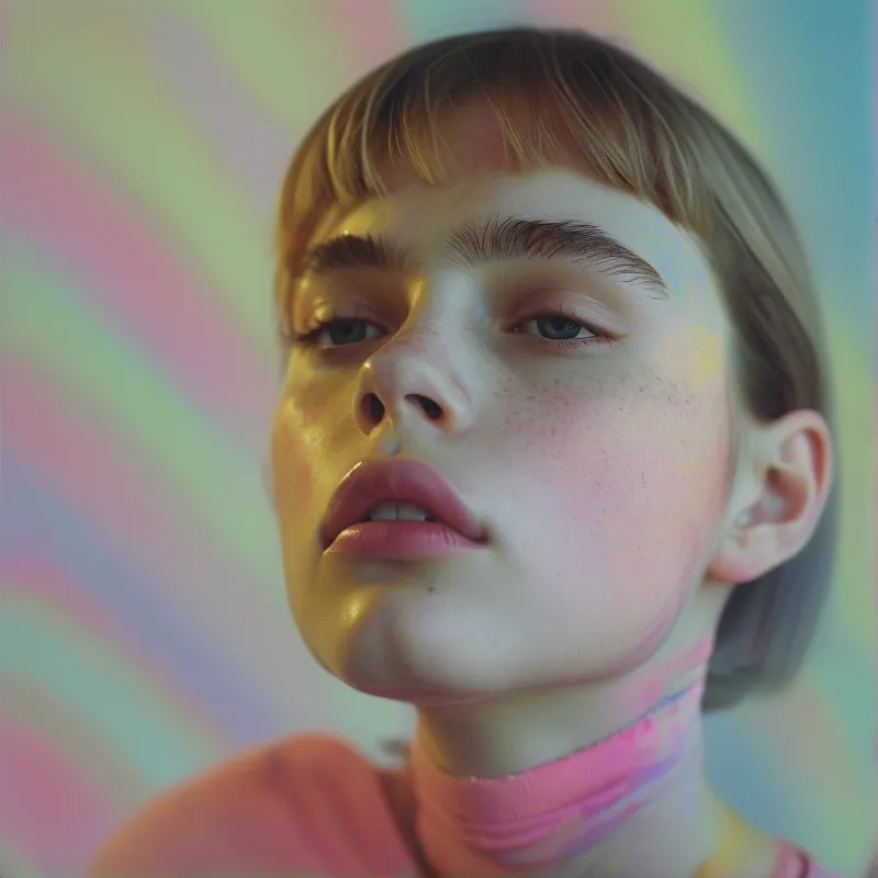 Girl with Rainbow Lighting