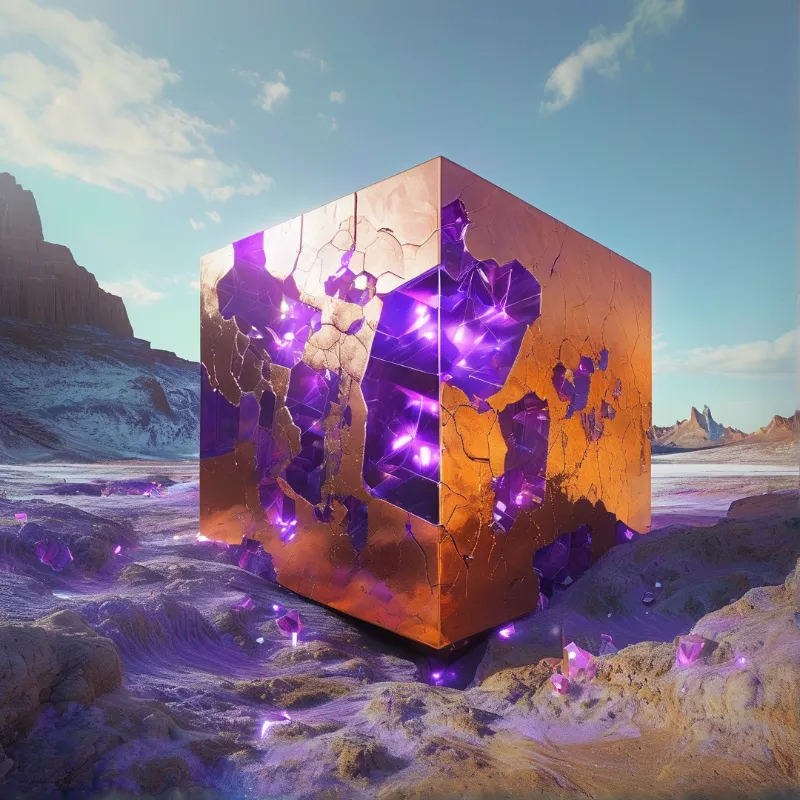 Amethyst Inlay Cube — Surreal Study