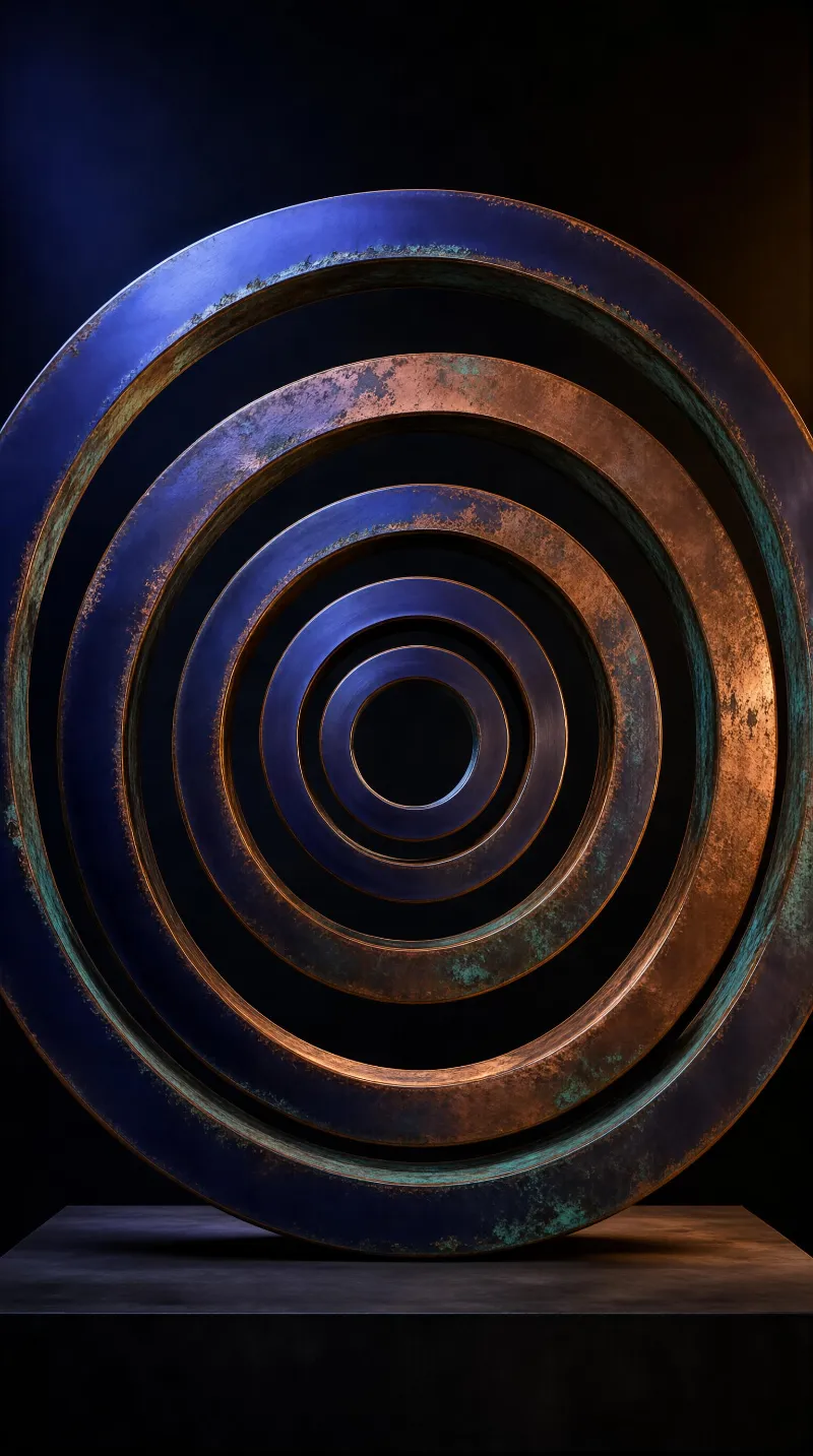 Concentric Metal Rings Sculpture