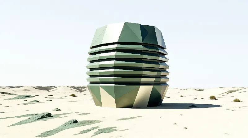 Geometric Tower in Desert