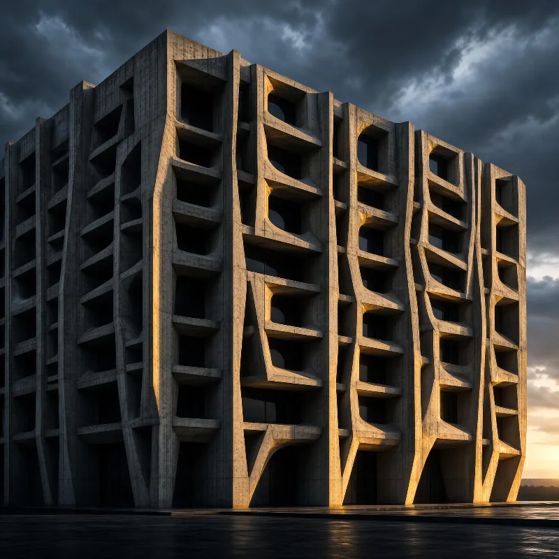 Brutalist Concrete Building