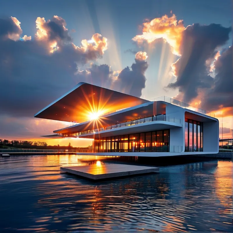 Modern Architecture at Sunset