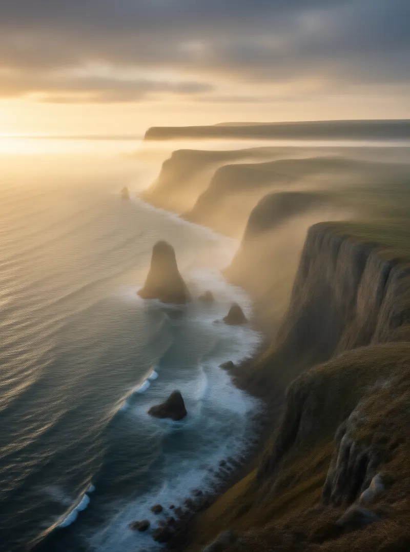 Golden Light on Coastal Cliffs