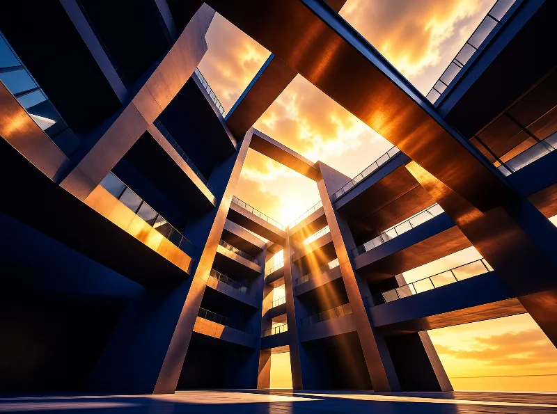 Geometric Architecture Sunset