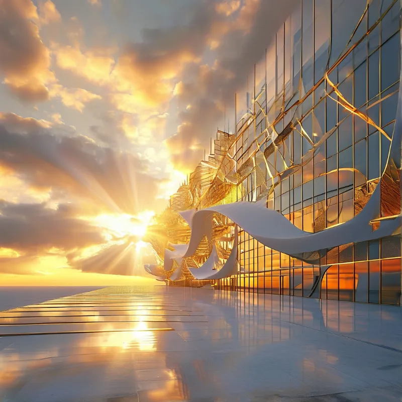 Futuristic Building Sunset